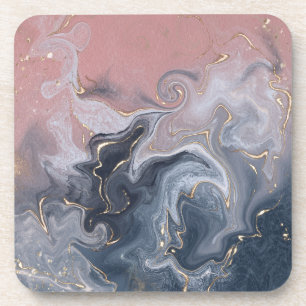 Dessous-de-verre Aquarelle en marbre rose gris-noir