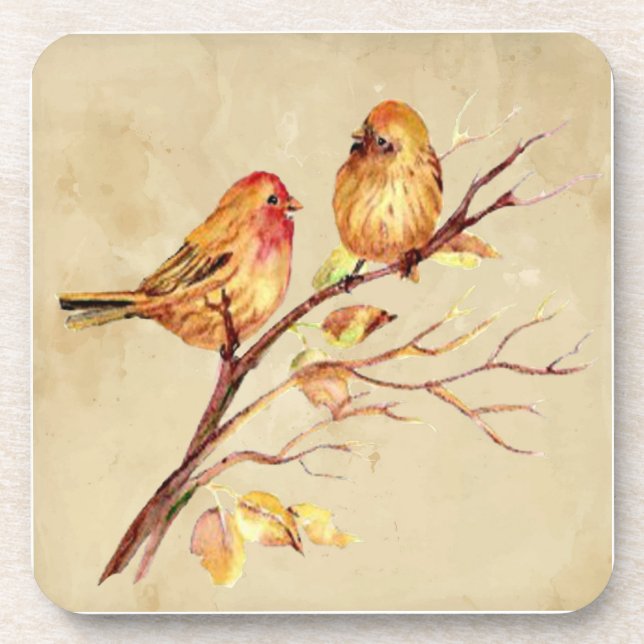 Dessous-de-verre Aquarelle Finch Oiseau Faune Nature Art Phone (Devant)