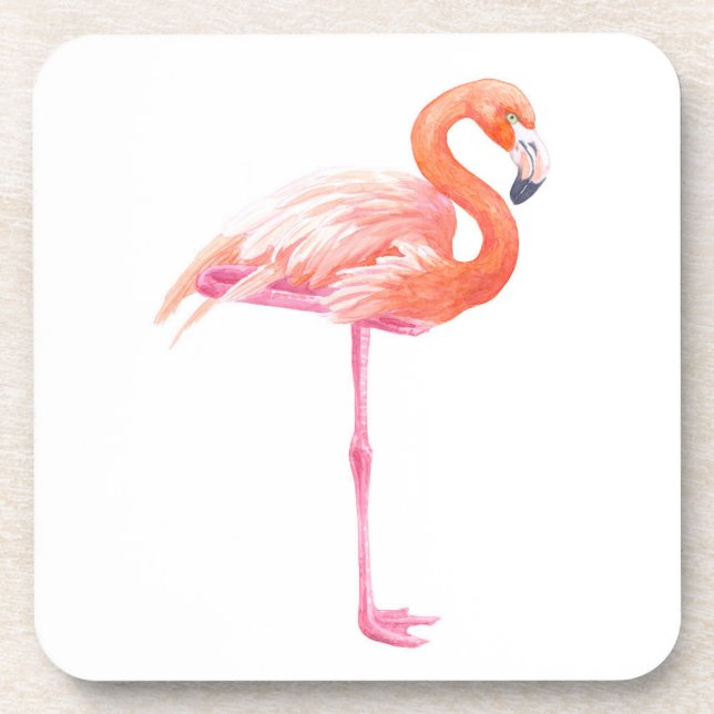 Dessous-de-verre aquarelle Flamant rose (Devant)