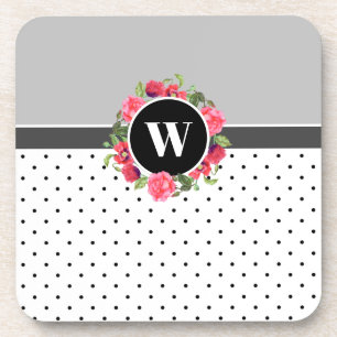 Dessous-de-verre Aquarelle Fleurs rouges et roses Pois de couronne