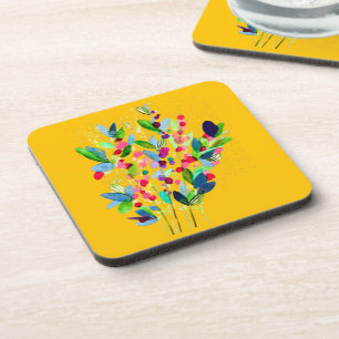 Dessous-de-verre Aquarelle florale colorée abstraite