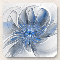 Aquarelle gris bleu Abstrait Fractal Art Flower