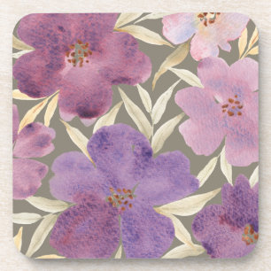 Dessous-de-verre Aquarelle Lilas en Arrière - plan vert