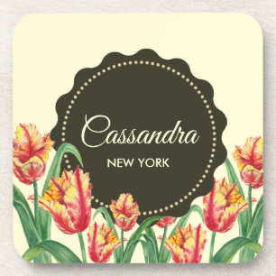 Dessous-de-verre Aquarelle Parrot Jaune Tulipes Art Floral