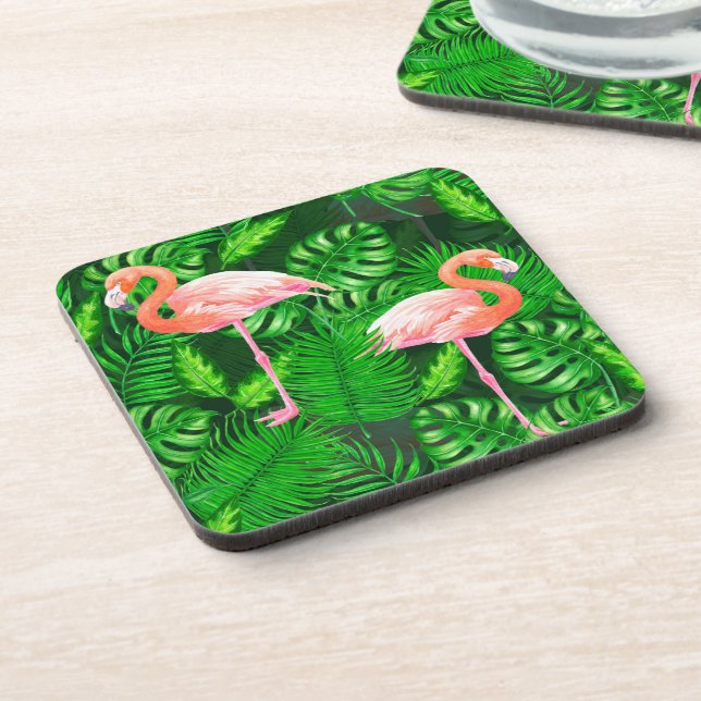Dessous-de-verre Aquarelle tropicale Flamant rose (Côté gauche)