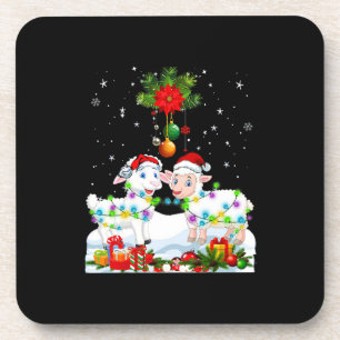 Dessous-de-verre Arbre de Noël des moutons amusant Cadeau animal