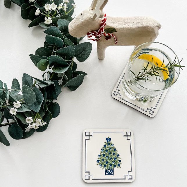 Dessous-de-verre Arbre de Noël en Chinoiserie  (Chinoiserie Christmas Tree Drink Coaster)