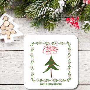 Dessous-de-verre Arbre de Noël rétro et minimaliste de la couronne