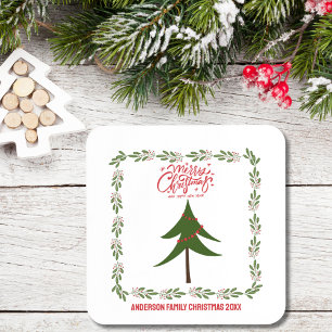 Dessous-de-verre Arbre de Noël rétro et minimaliste de la couronne