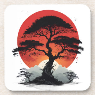 Dessous-de-verre Arbre du coucher de soleil africain