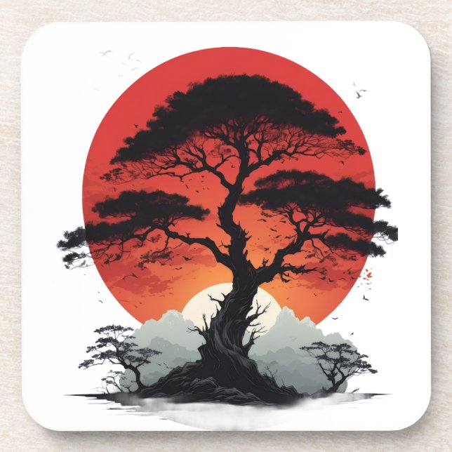 Dessous-de-verre Arbre du coucher de soleil africain (Devant)