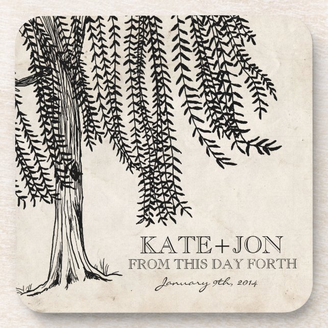 Dessous-de-verre Arbre Vintage à percussion noire (Devant)