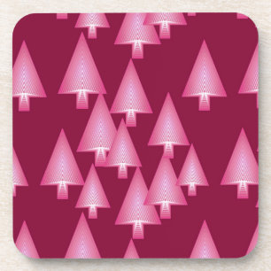 Dessous-de-verre Arbres de Noël métalliques modernes - rose & vin