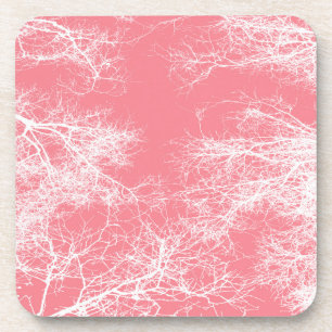 Dessous-de-verre Arbres roses et blancs