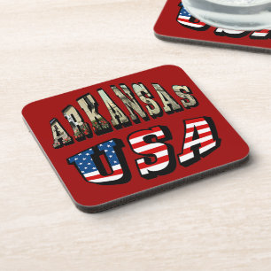 Dessous-de-verre Arkansas Picture et USA Flag Text