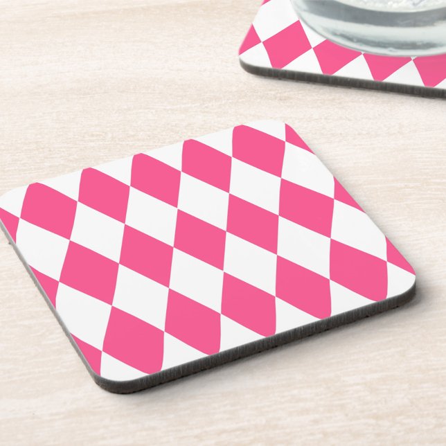 Dessous-de-verre Arlequin rose blanc Diamants Checkers Design (Créateur téléchargé)