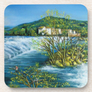 Dessous-de-verre ARNO RIVER À ROVEZZANO Florence Paysage toscan