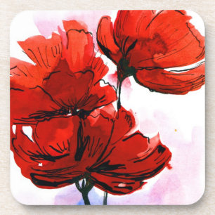 Dessous-de-verre Arrière - plan floral peint par résumé 2