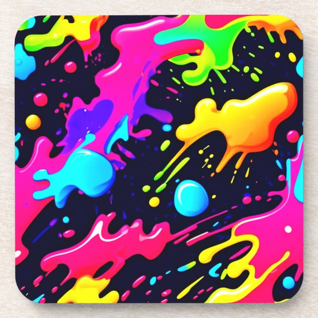 Dessous-de-verre Art Abstrait d'explosion de couleur liquide (Devant)
