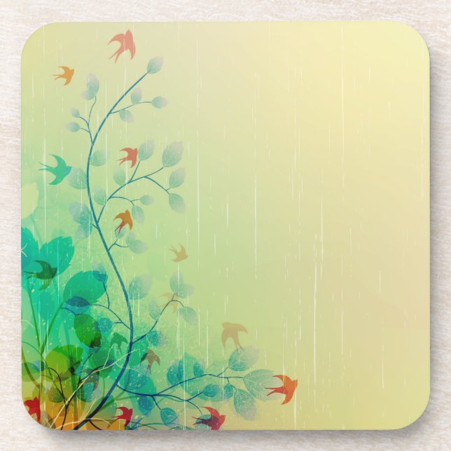 Dessous-de-verre Art Abstrait Floral du printemps moderne (Devant)