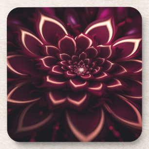 Dessous-de-verre Art Abstrait Fractal Fleur & Tons de Bourgogne