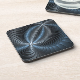 Dessous-de-verre Art abstrait moderne fractal bleu gris plastique 3