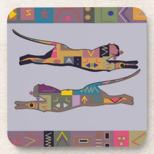 Dessous-de-verre Art africain abstrait de sauter des lions