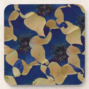 Dessous-de-verre Art beige et bleu couleur motif floral/fleur
