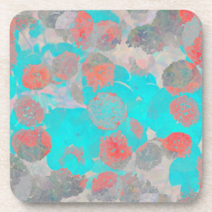 Dessous-de-verre Art bleu rouge romantique floral / motif de fleurs