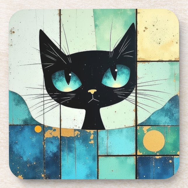 Dessous-de-verre Art bloc de chat noir (Devant)