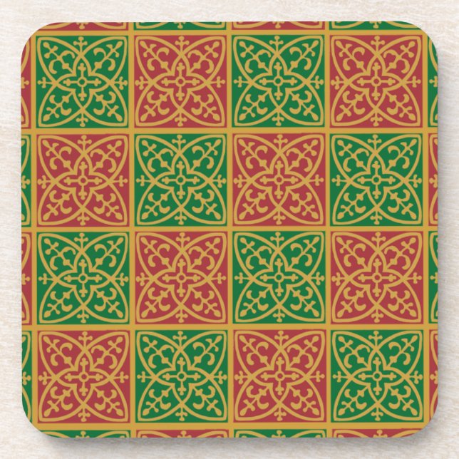 Dessous-de-verre Art Carrelage de vacances Red Green (Devant)