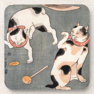 Dessous-de-verre Art de chat japonais vintage