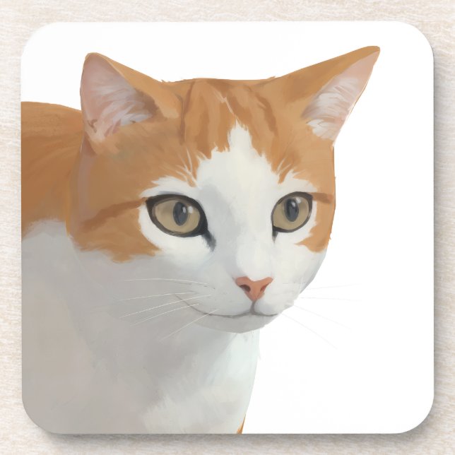 Dessous-de-verre Art de chat roux adorable (Devant)