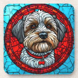 Dessous-de-verre Art de chien en vitrail Coloré et élégant animal d