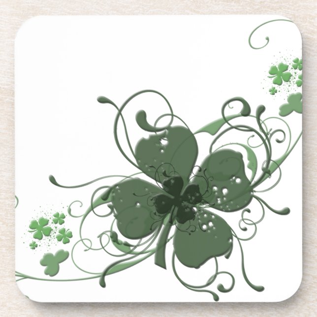 Dessous-de-verre Art de conception de shamrock du jour de St (Devant)