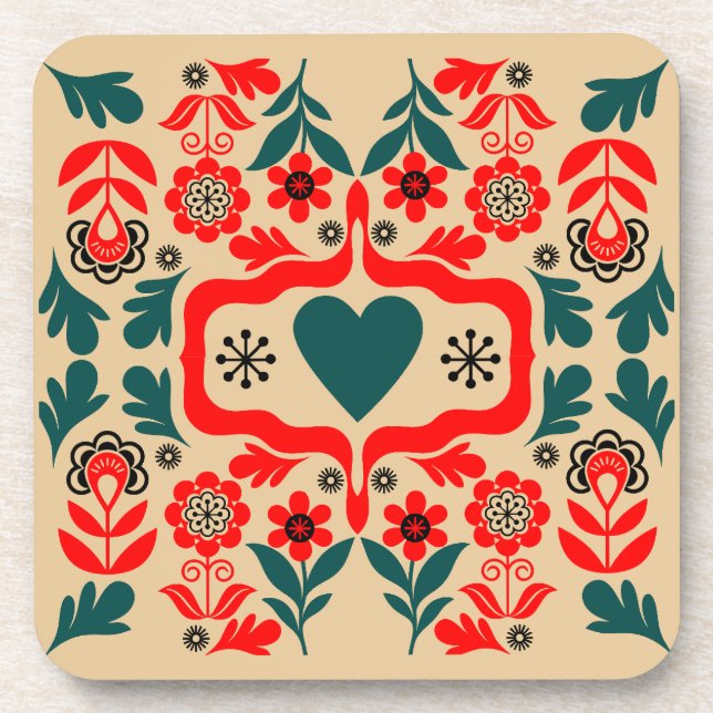Dessous-de-verre Art de fleurs abstrait boho (Devant)