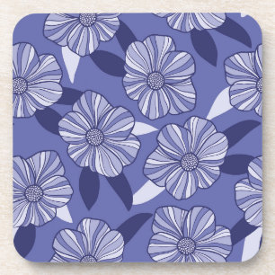 Dessous-de-verre Art de ligne floral pourpre botanique