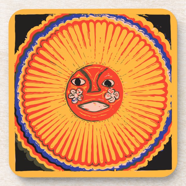 Dessous-de-verre Art de Natif américain de Huichol, le soleil (Devant)