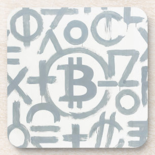 Dessous-de-verre Art de rue Bitcoin (Peinture blanche n° 2)