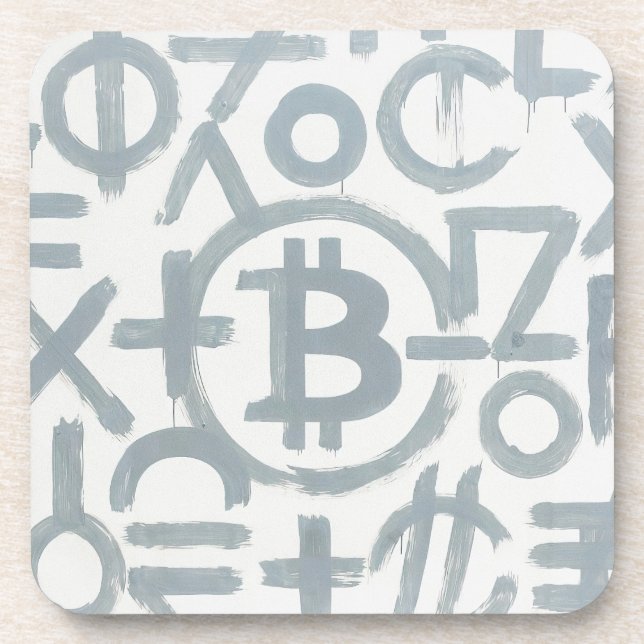 Dessous-de-verre Art de rue Bitcoin (Peinture blanche n° 2) (Devant)