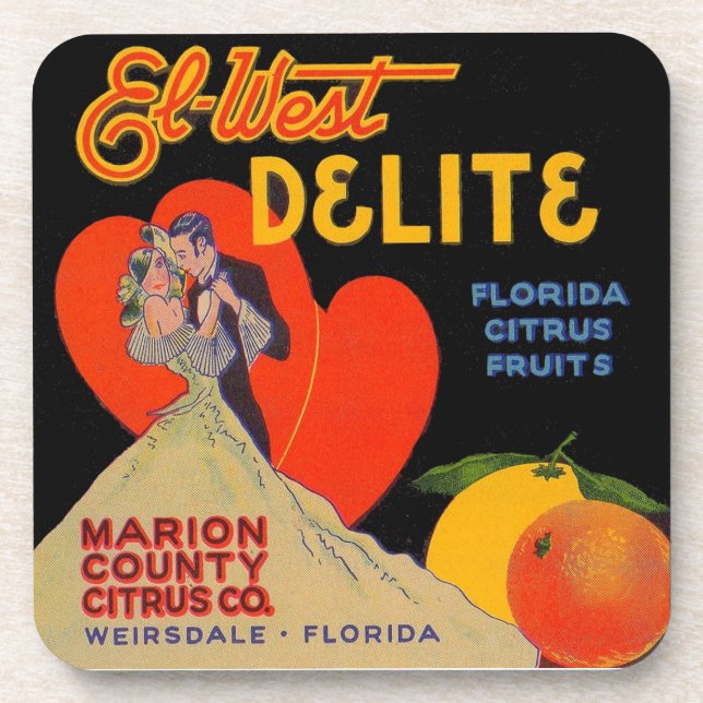 Dessous-de-verre Art déco des années 1930 El-West Delite Florida Ci (Devant)