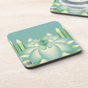 Dessous-de-verre Art Déco Fleur Fractale Lotus Menthe