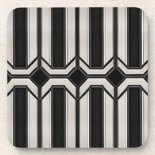 Dessous de verre Art déco noir et argent