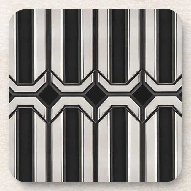 Dessous de verre Art déco noir et argent (Devant)