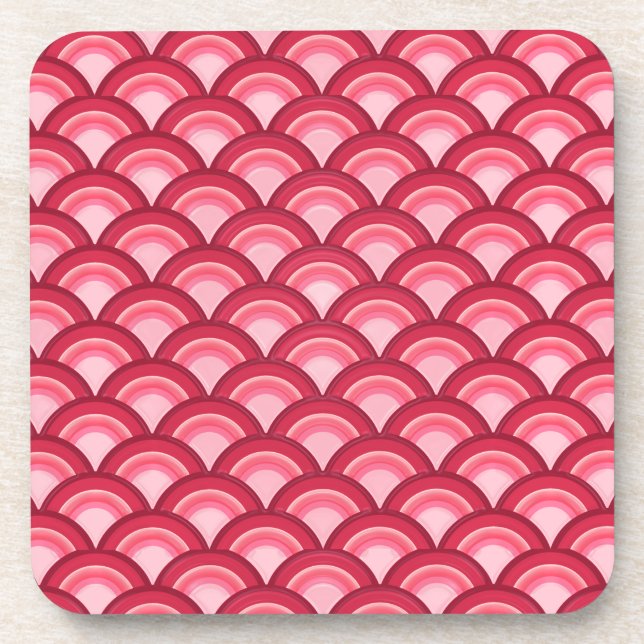 Dessous-de-verre Art Deco wave pattern - red and fuchsia (Devant)