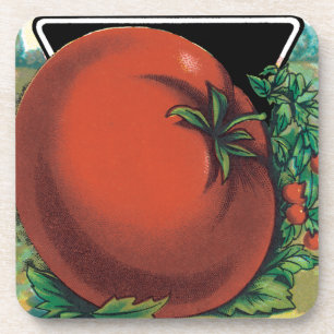 Dessous-de-verre Art d'étiquette de paquet de graines vintage, Toma