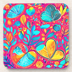 Dessous-de-verre Art du coeur floral vibrant