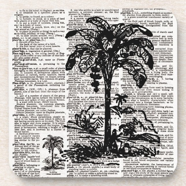 Dessous-de-verre Art du dictionnaire Palm Tree (Devant)