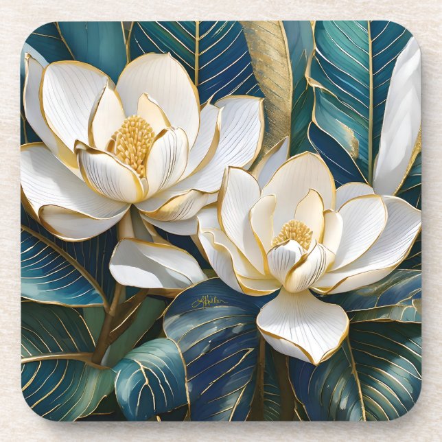 Dessous-de-verre Art du Magnolia du Sud (Devant)