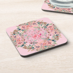 Dessous-de-verre Art Floral vintage, Couronne Florale Rose